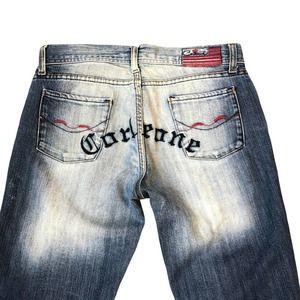 Corleone Jeans 30 Made in Italy Embroidered Blue Low Rise Straight 32 Inseam